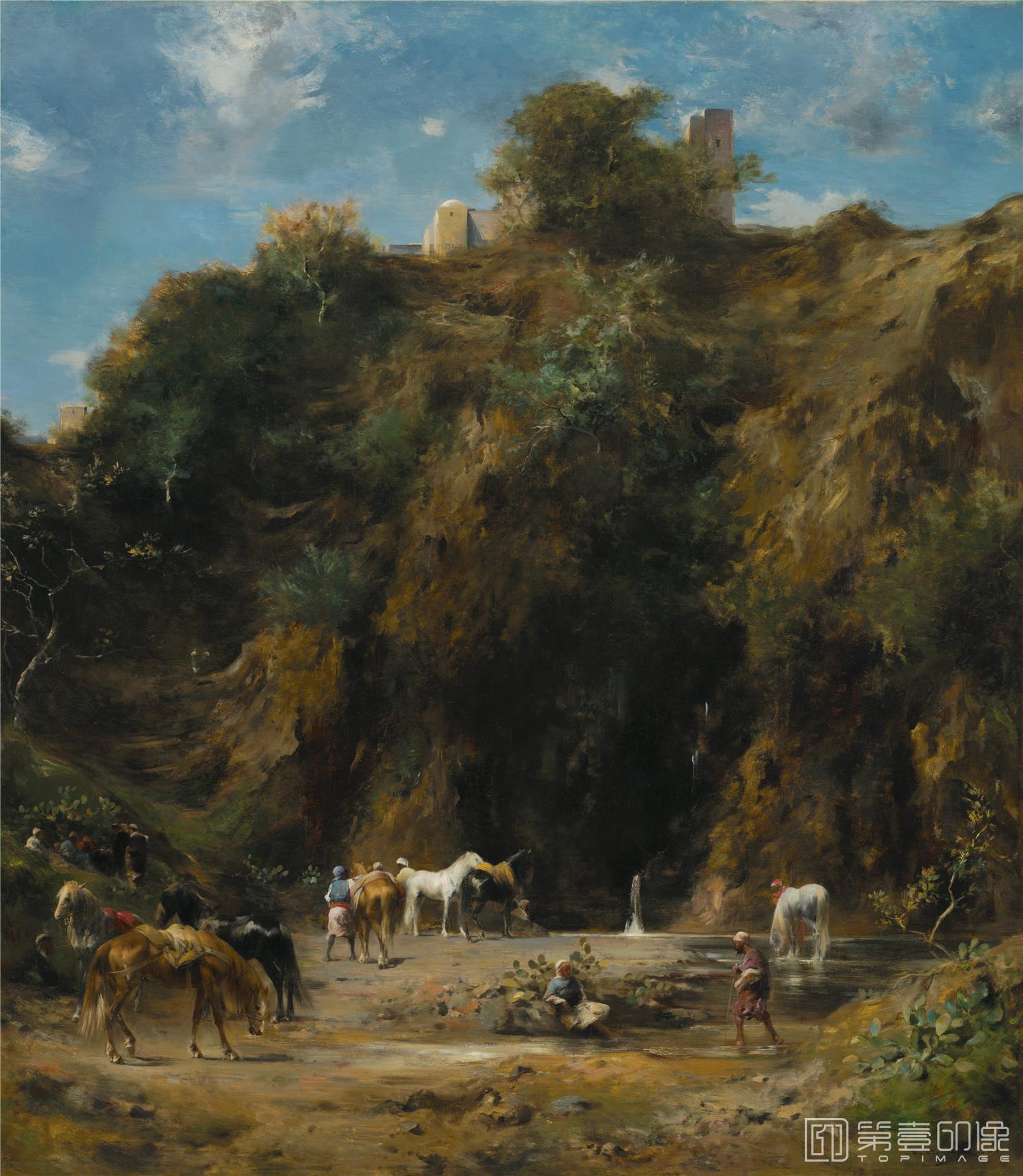 油画-美国阿特金森美术馆-Eugene Fromentin-A Ravine Souvenir of Algeria, .tifEugene Fromentin - A Ravine Souvenir of Algeria-123